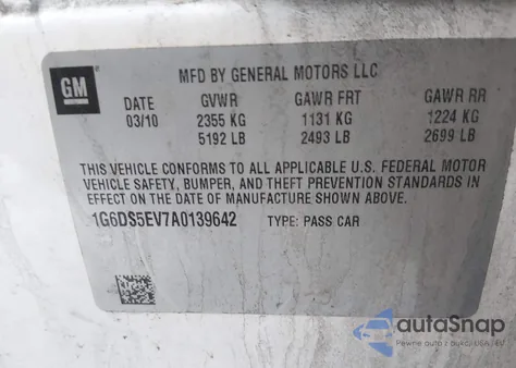 2010 Cadillac Cts Premium z USA, uszkodzony, nr VIN 1G6DS5EV7A0139642